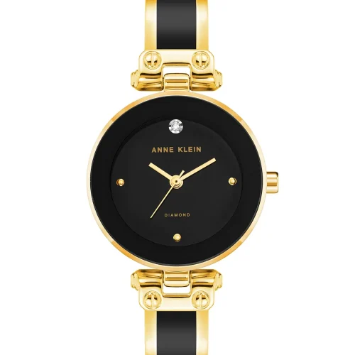 Anne Klein Diamond Dial Watch Black-Gold-9